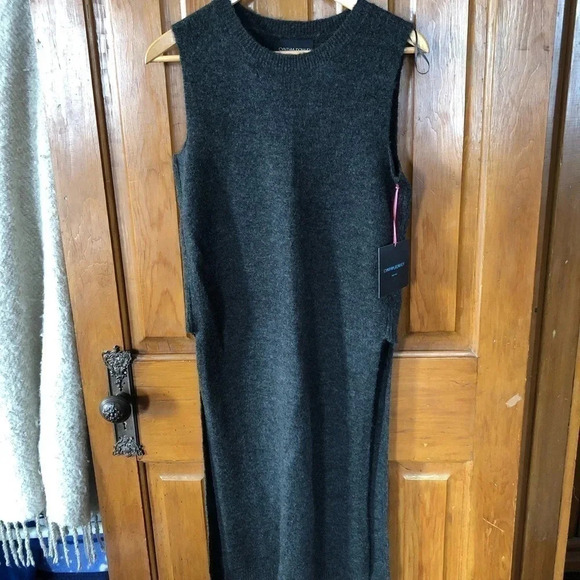 CYNTHIA ROWLEY Wool Mohair  Blend Sleeveless Sweater Dress - Picture 2 of 8